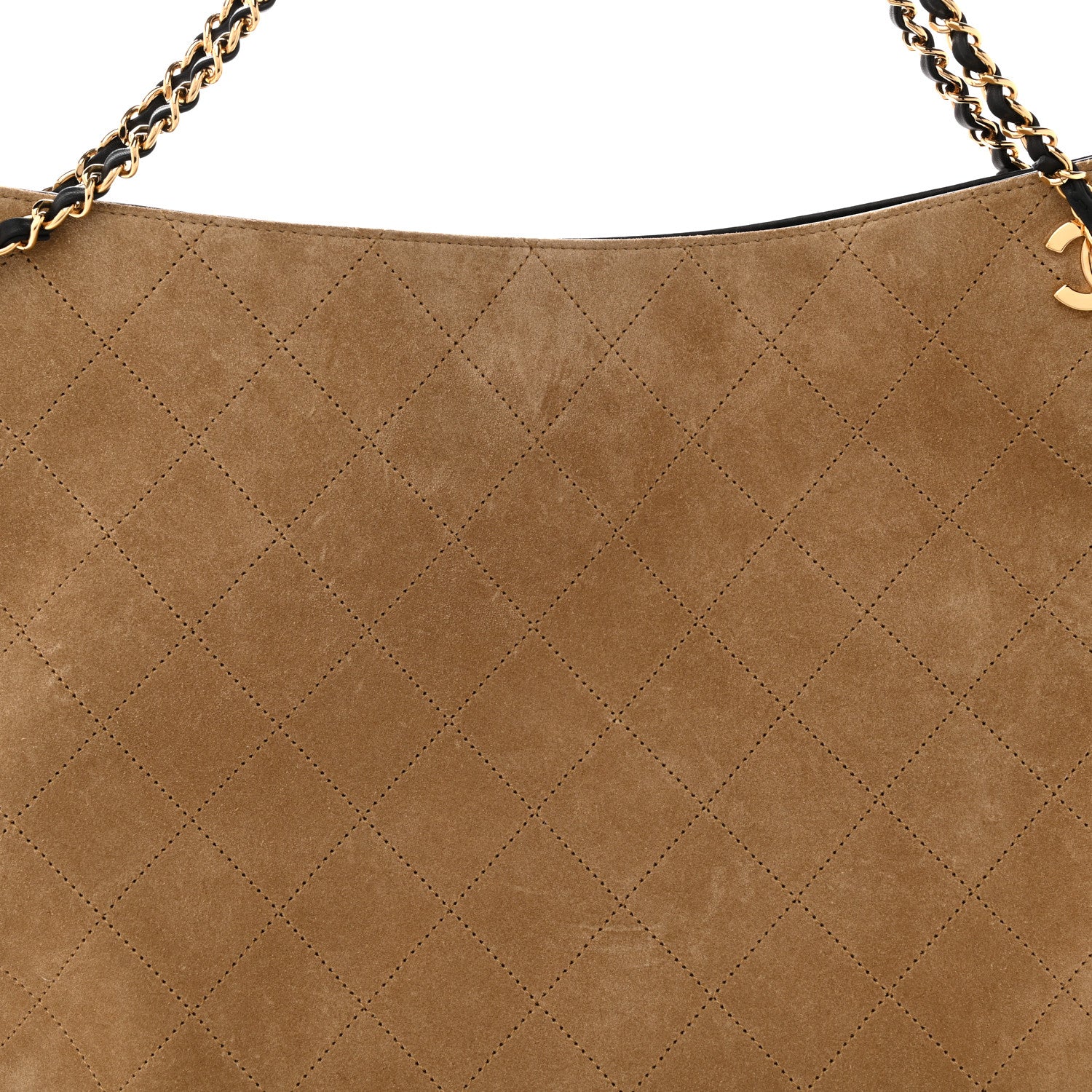 Chanel Suede Quilted Eyes On You Large Shopping Bag Beige 8 of 10