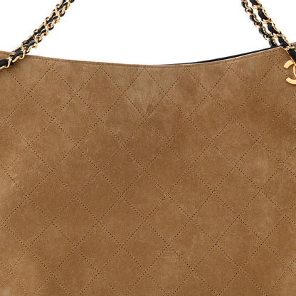 Chanel Suede Quilted Eyes On You Large Shopping Bag Beige 8 of 10