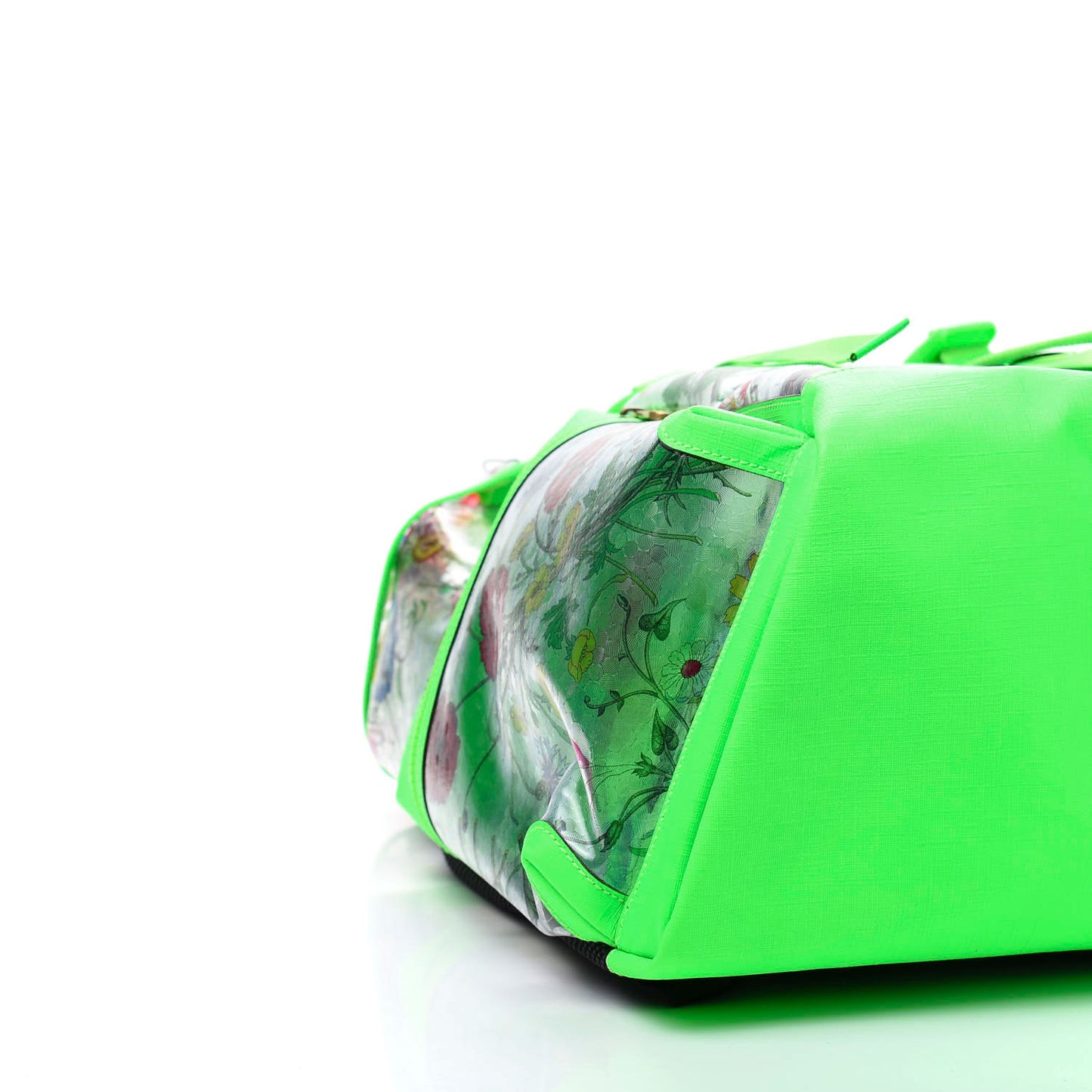 PVC Floral Double Buckle Backpack Fluo Green