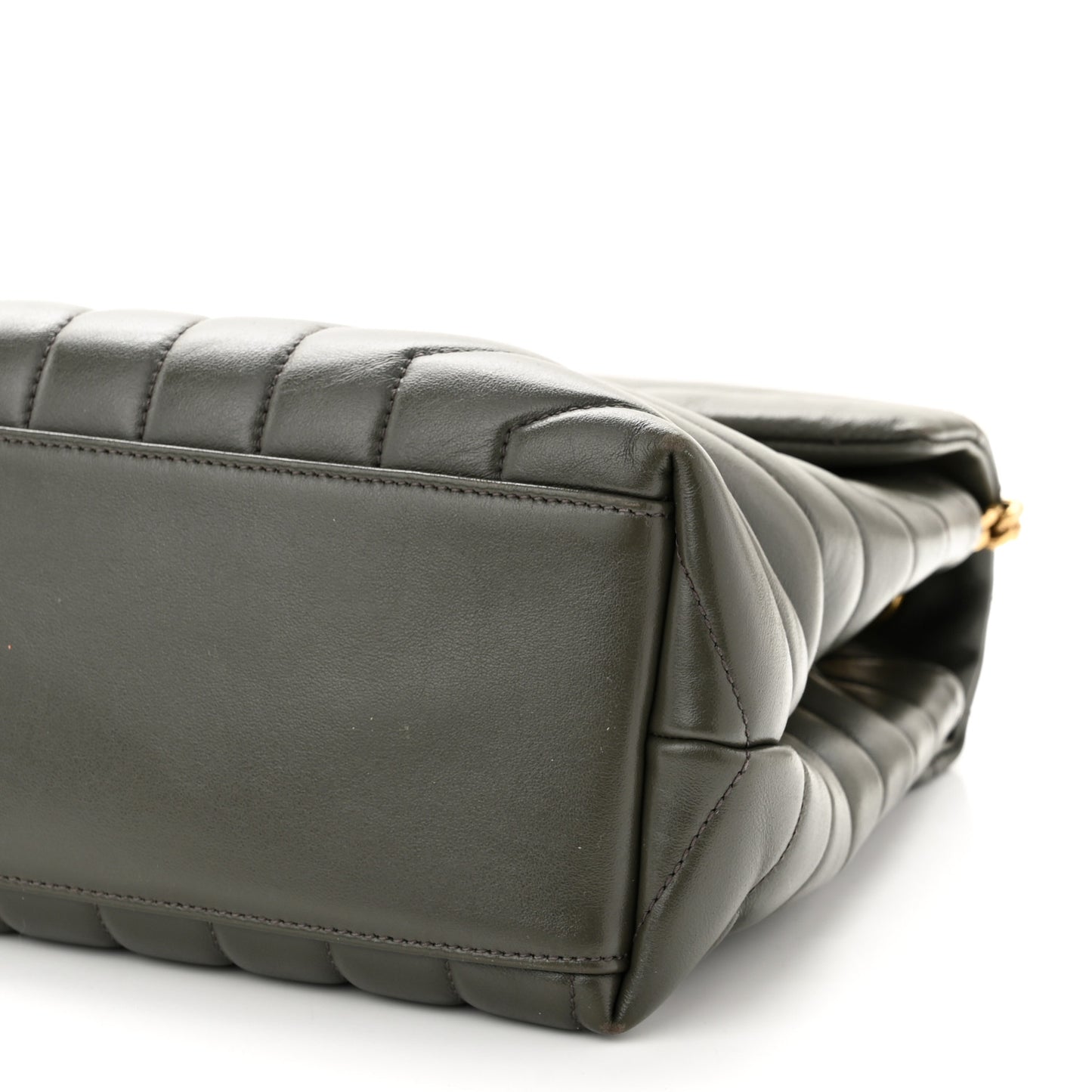 Calfskin Y Quilted Monogram Medium Loulou Chain Satchel Dark Khaki