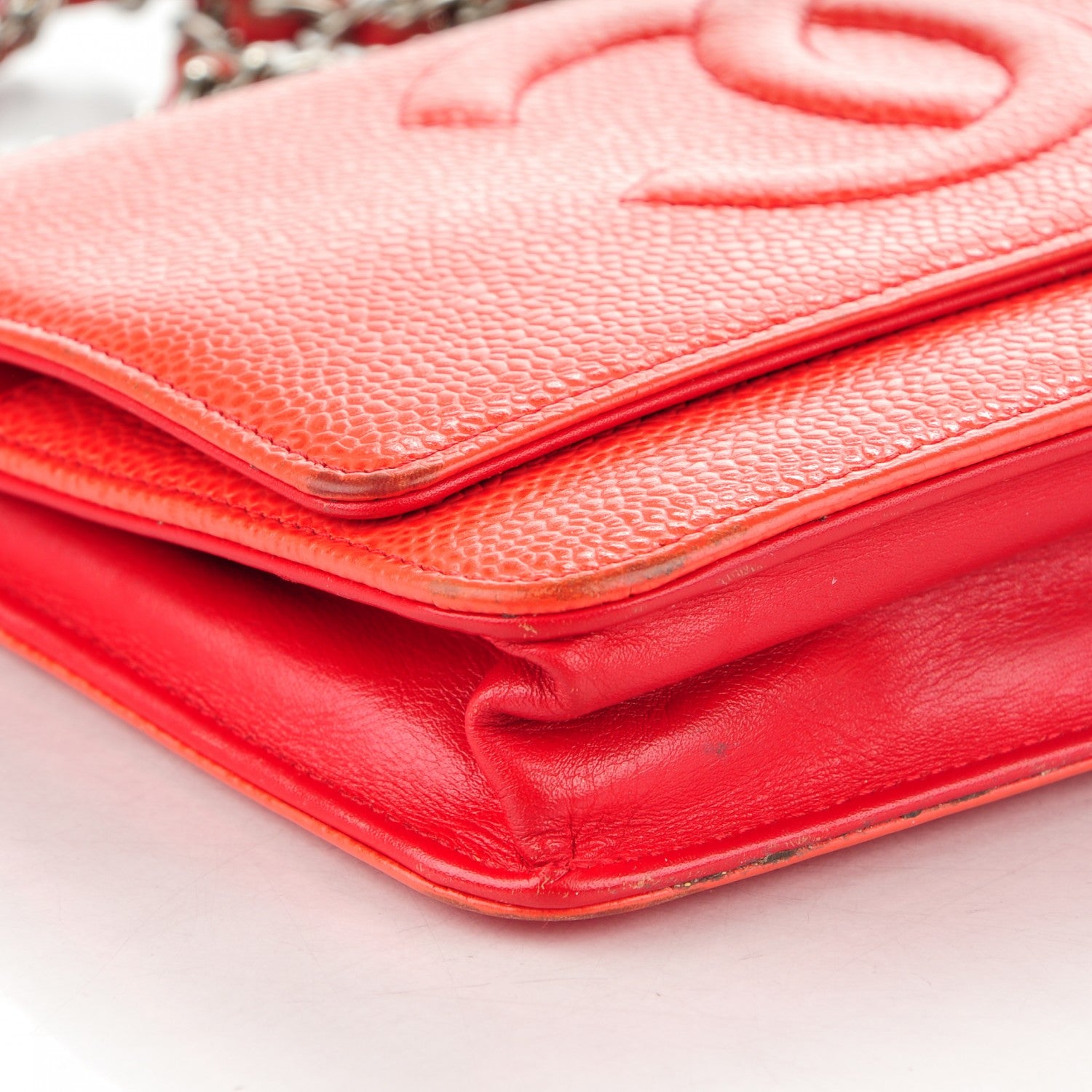Chanel Caviar Timeless CC Wallet On Chain WOC Red 10 of 12