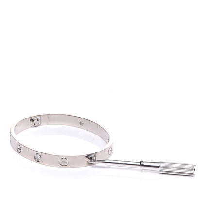 Cartier 18K White Gold 4 Diamond LOVE Bracelet 16 5 of 6