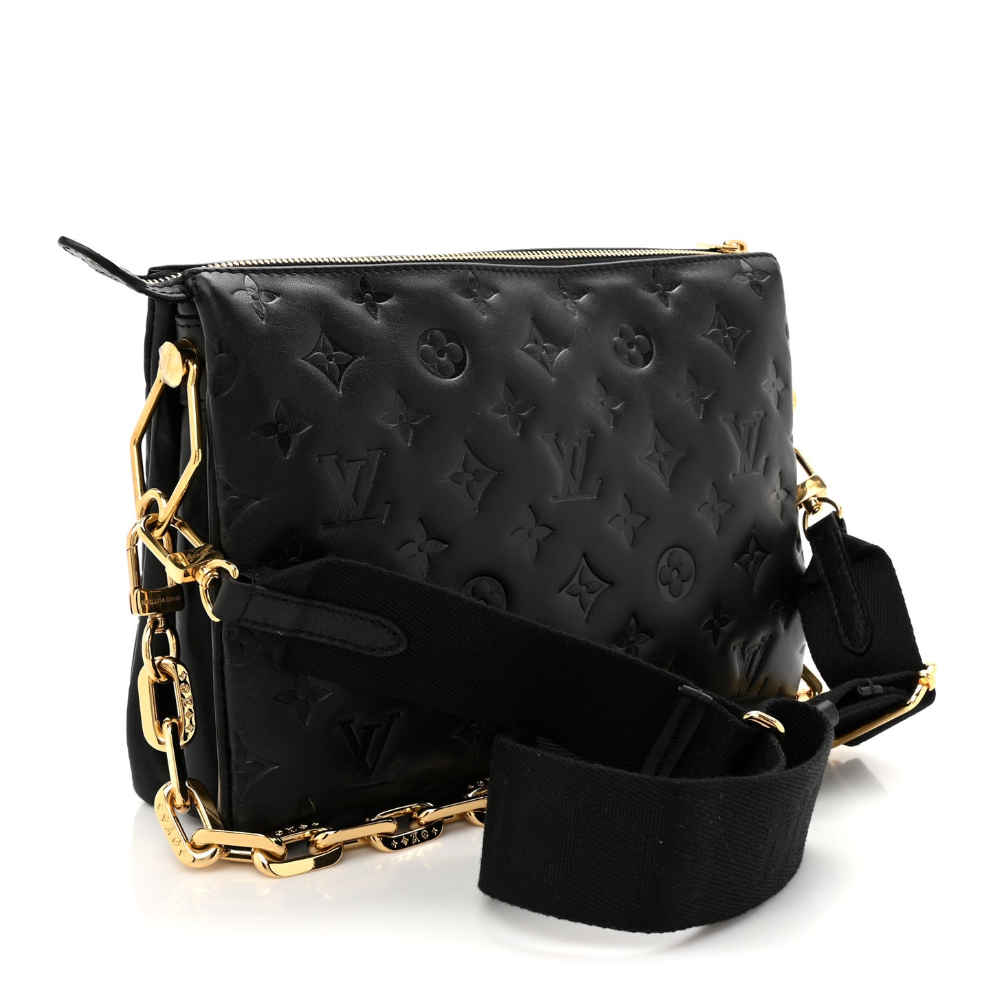 Lambskin Embossed Monogram Coussin PM Black