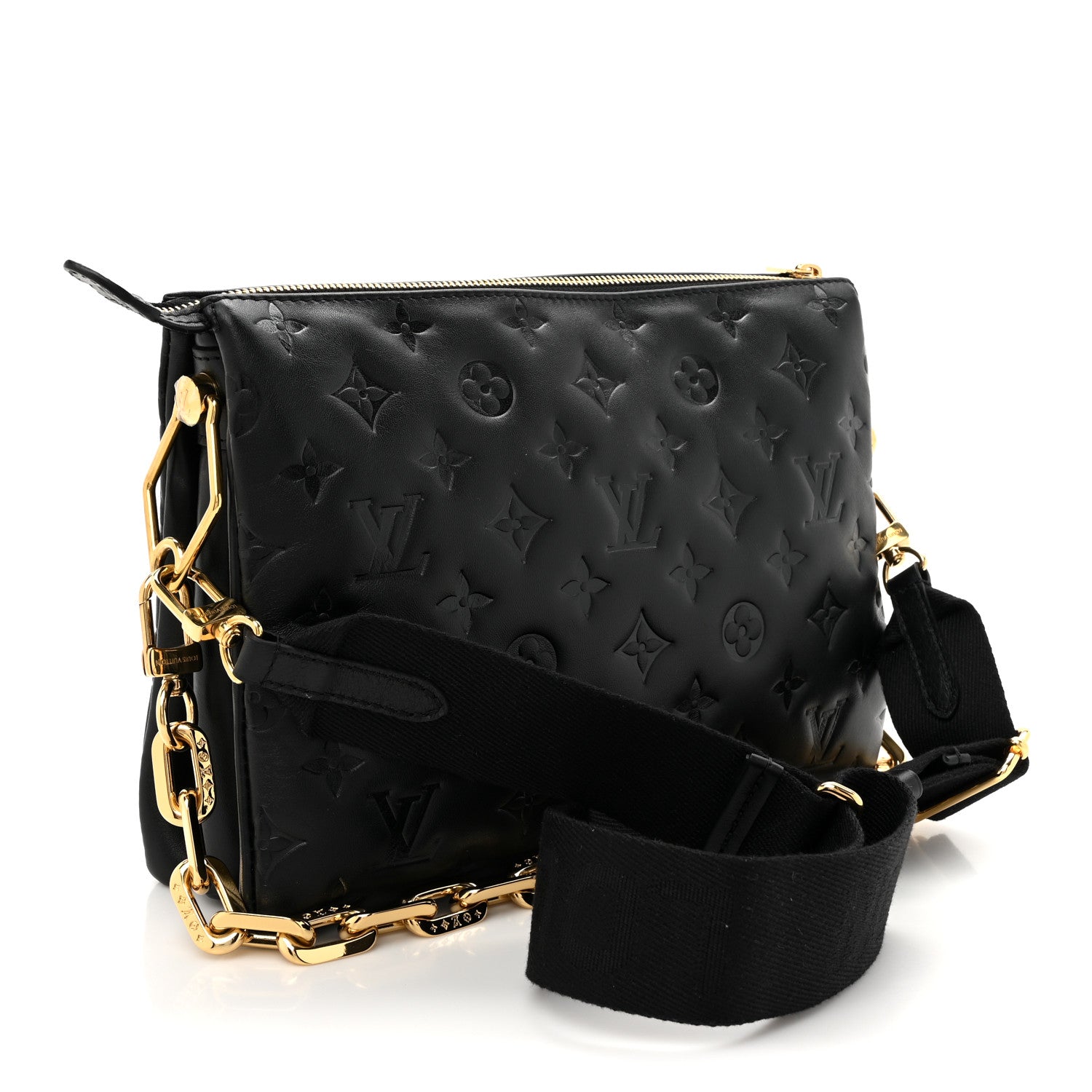 Louis Vuitton Lambskin Embossed Monogram Coussin PM Black 2 of 11