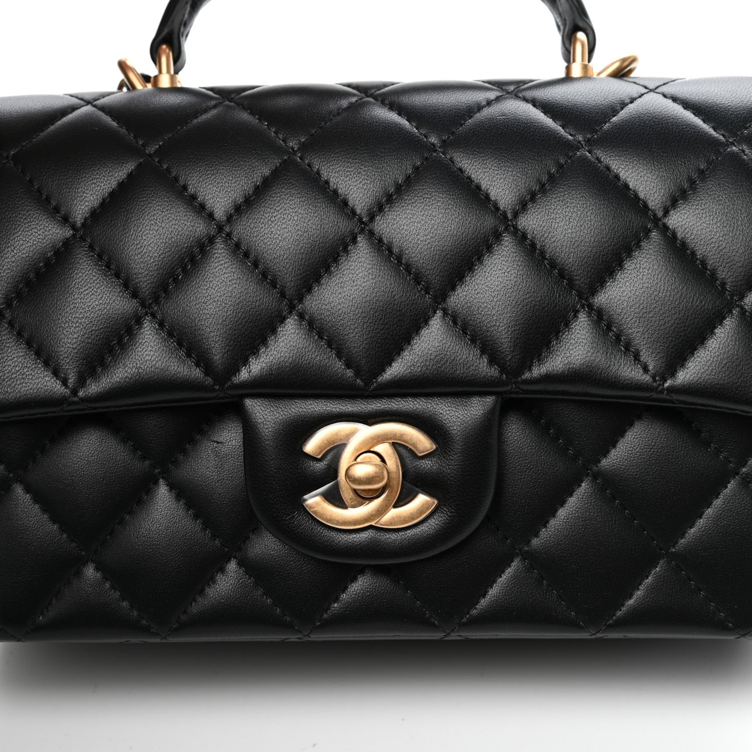 Chanel Lambskin Quilted Mini Top Handle Rectangular Flap Black 10 of 11