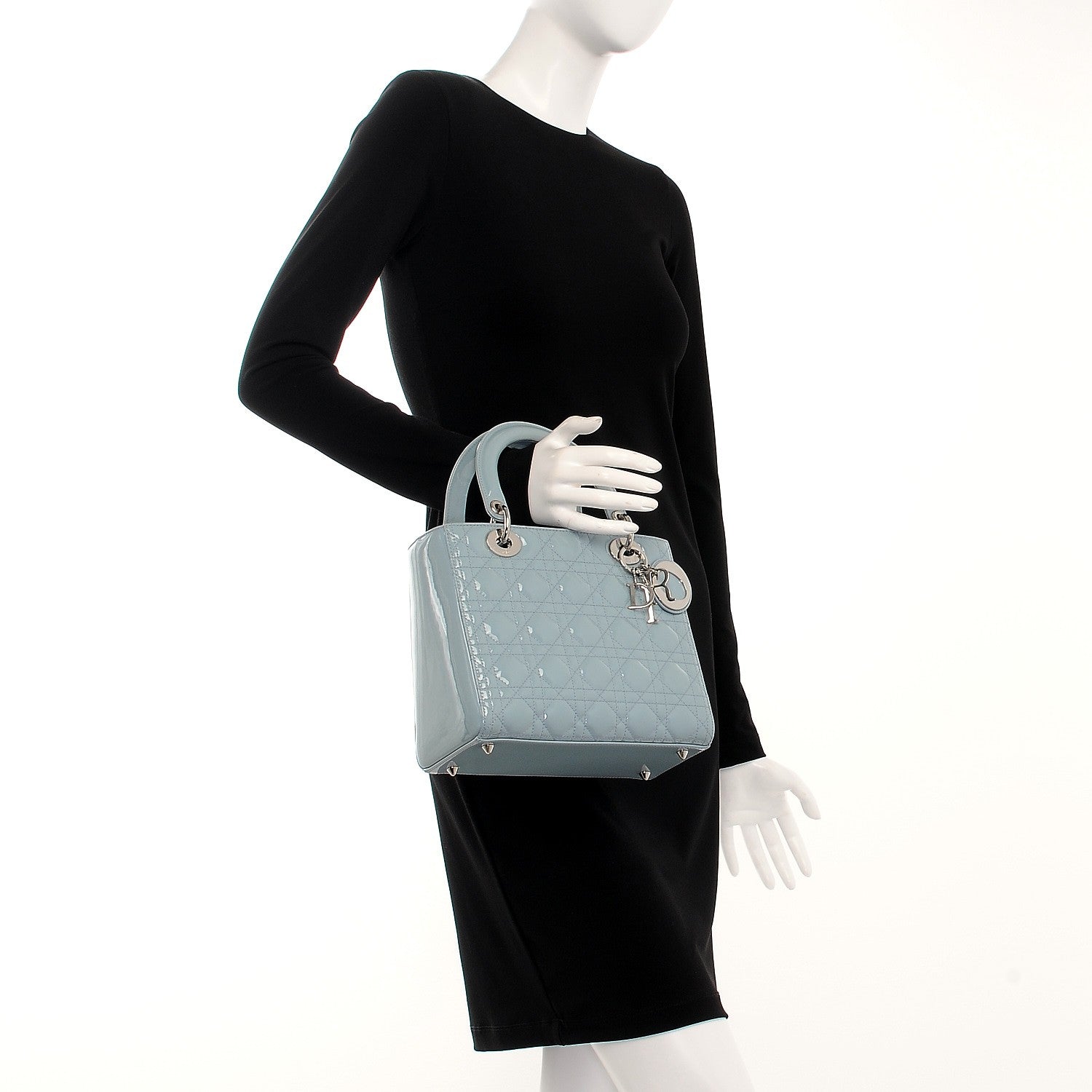 Christian Dior Patent Cannage Medium Lady Dior Light Blue 3 of 9