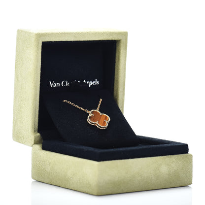 Van Cleef & Arpels 18K Yellow Gold Tiger Eye Vintage Alhambra Pendant Necklace 6 of 6