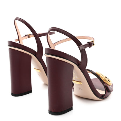 Gucci Lifford Calfskin GG Marmont Ankle Wrap 105mm Sandals 35 Vintage Bordeaux 5 of 10