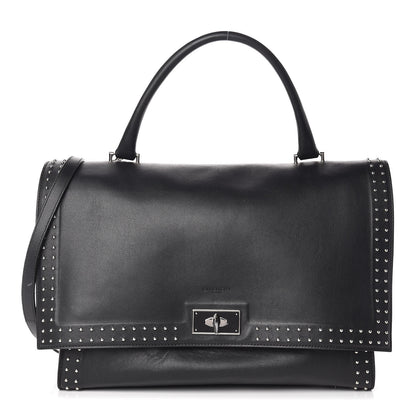 Givenchy Grained Calfskin Studded Medium Shark Lock Satchel Black 1 of 15