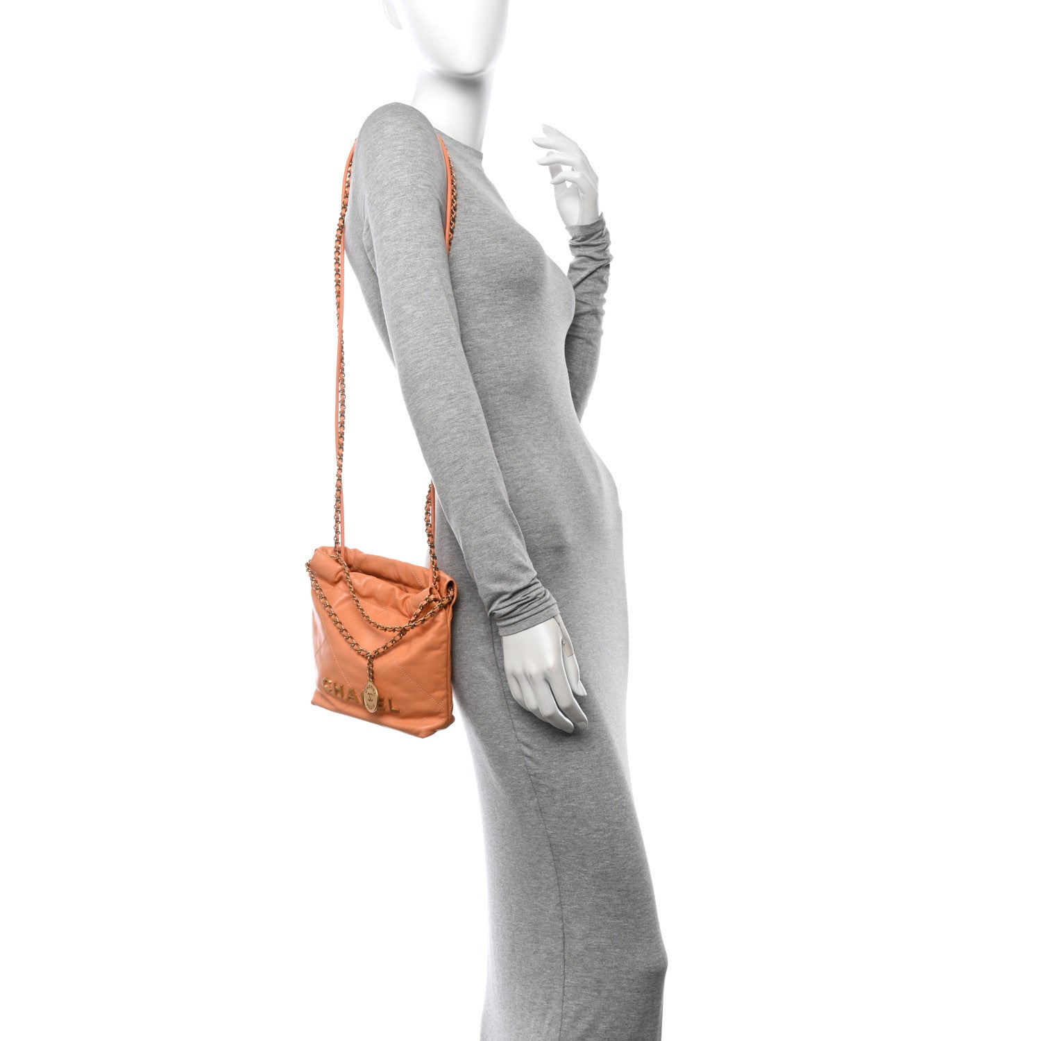 Chanel Shiny Calfskin Quilted Mini Chanel 22 Orange 2 of 10