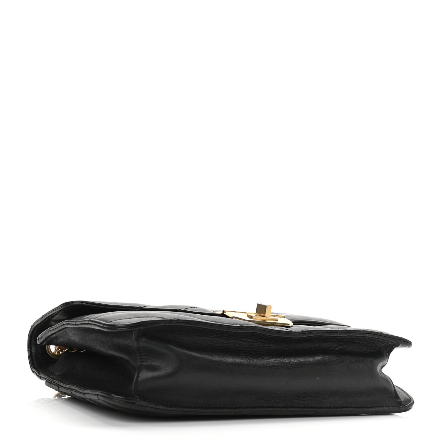 Calfskin Chevron Quilted Gabrielle Flap Black