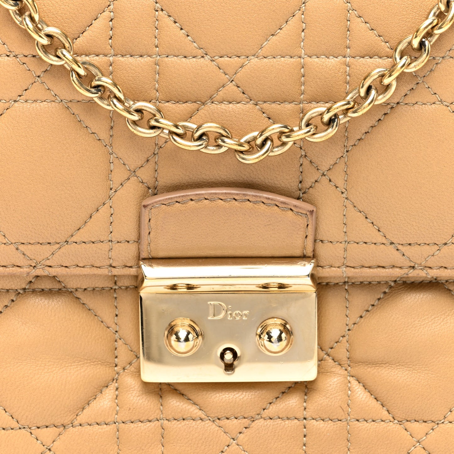 Lambskin Cannage Miss Dior Promenade Pouch Beige