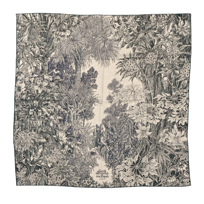 Hermes Cashmere Silk All 'Orto Botanico Di Palermo Shawl 140 Vert Loden Naturel Encre 1 of 4