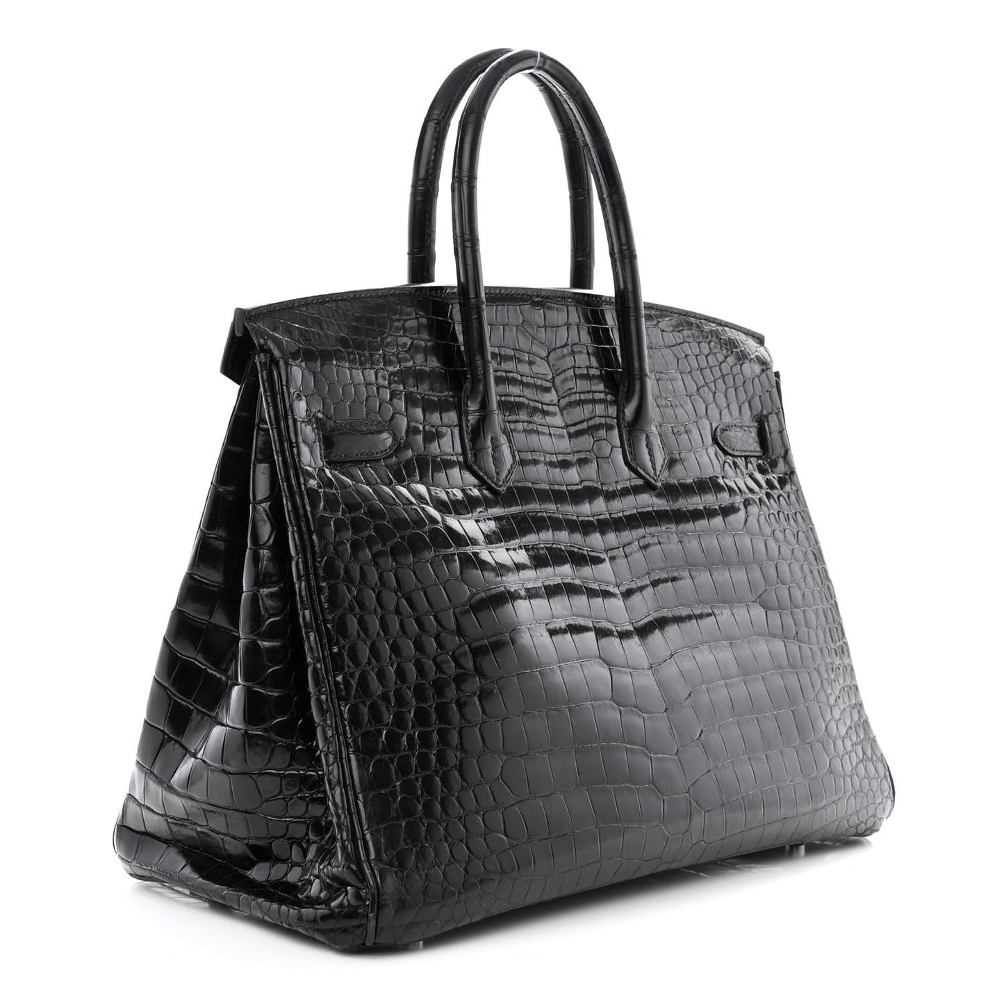 Shiny Porosus Crocodile Birkin 35 Black