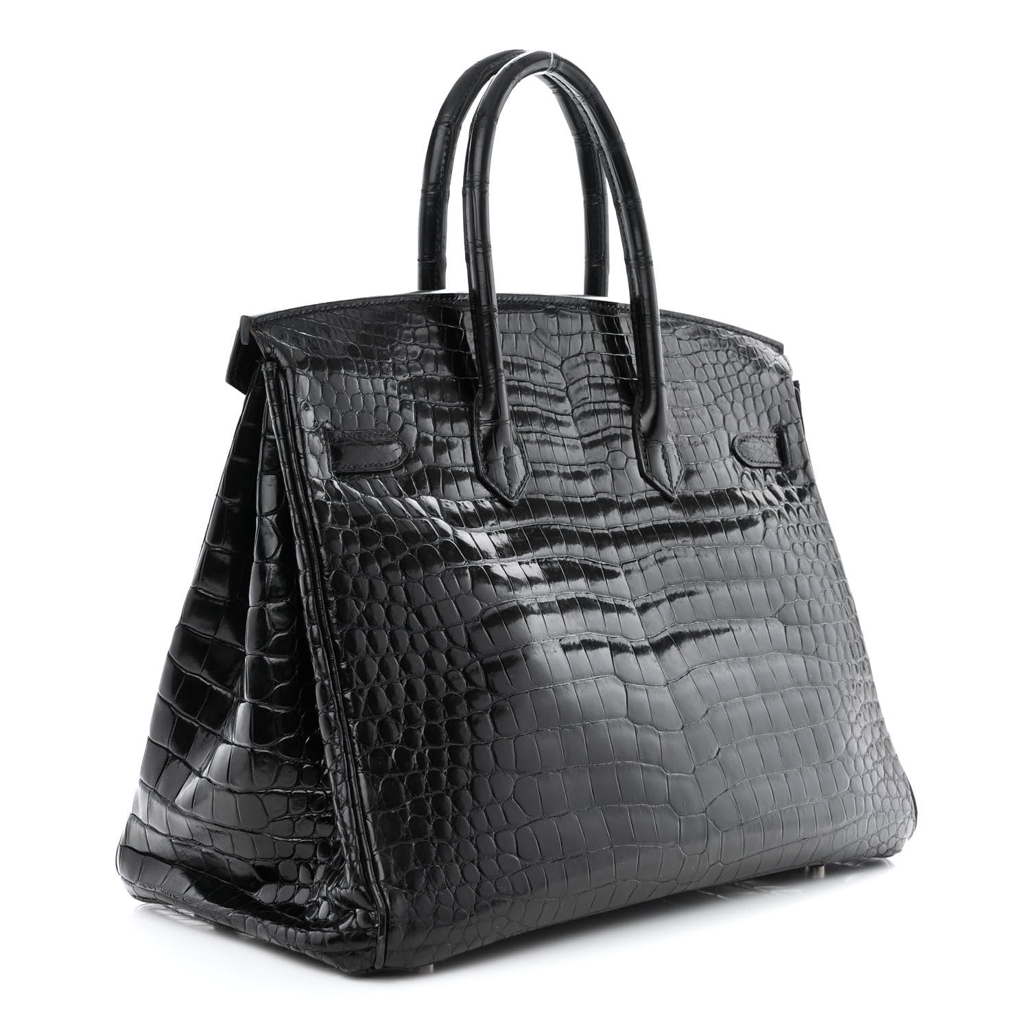 Hermes Shiny Porosus Crocodile Birkin 35 Black 3 of 14