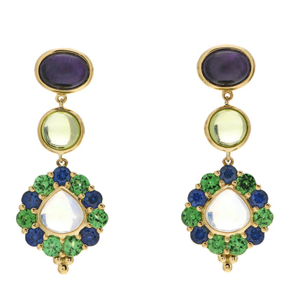 Temple St. Clair 18K Yellow Gold Multi Gemstone Dreamcatcher Earrings 1 of 4