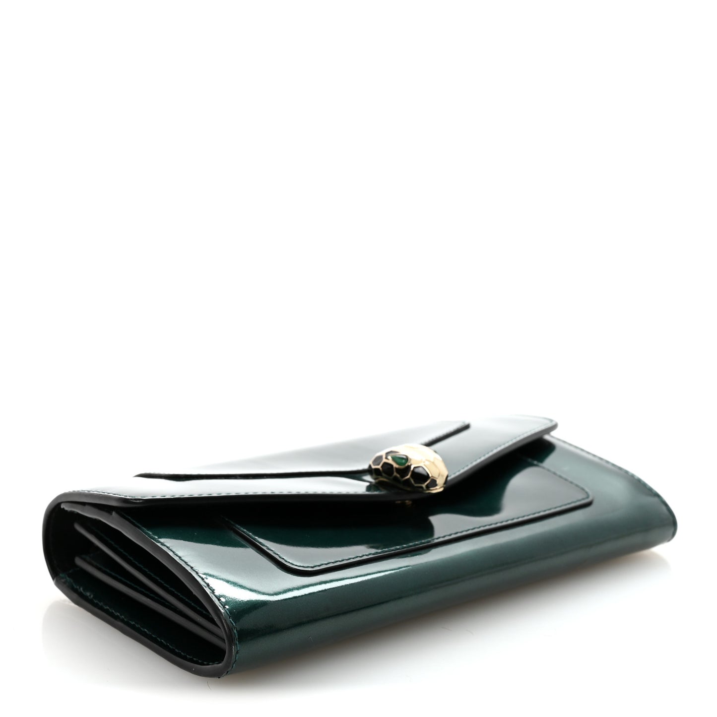 Metallic Calfskin Serpenti Forever Wallet Emerald