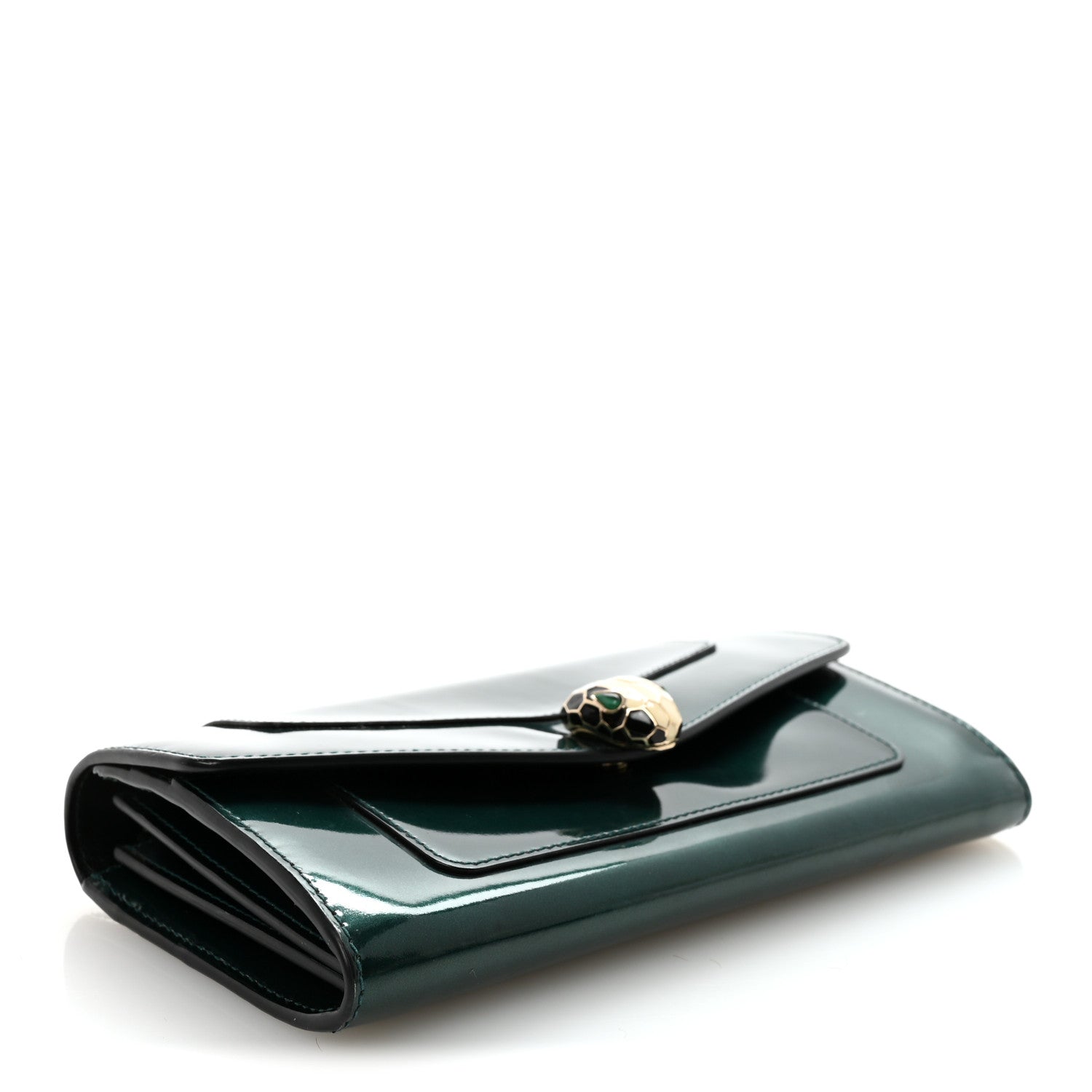 Bulgari Metallic Calfskin Serpenti Forever Wallet Emerald 4 of 9