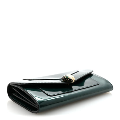 Bulgari Metallic Calfskin Serpenti Forever Wallet Emerald 4 of 9
