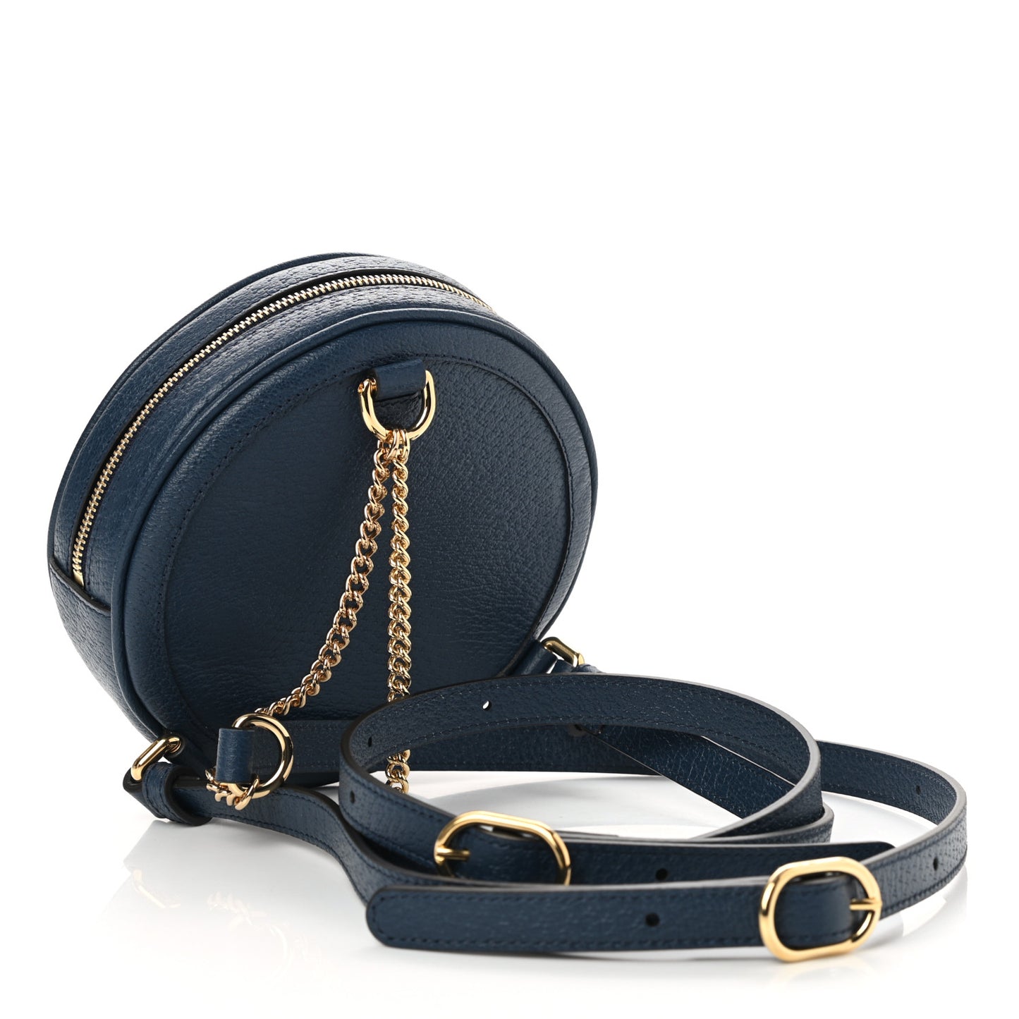 Textured Calfskin Web Mini Ophidia Round Backpack Blue Agata