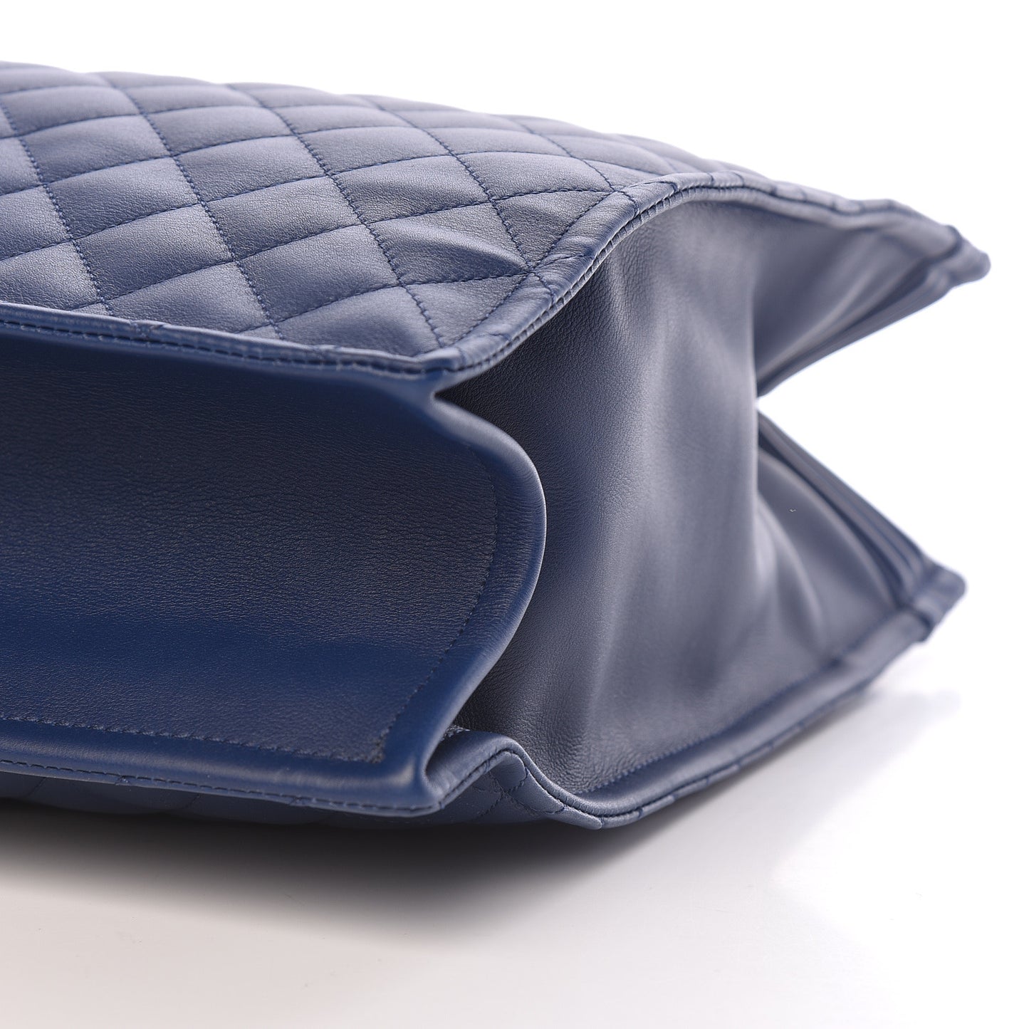 Calfskin Quilted Large Boy Tote Navy