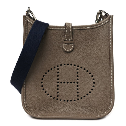 Hermes Taurillon Clemence Amazone Evelyne TPM Etoupe Bleu Indigo 1 of 10