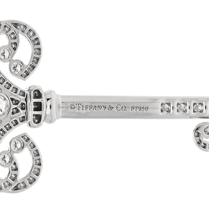 Tiffany Platinum Diamond Enchant Heart Key Pendant 4 of 5