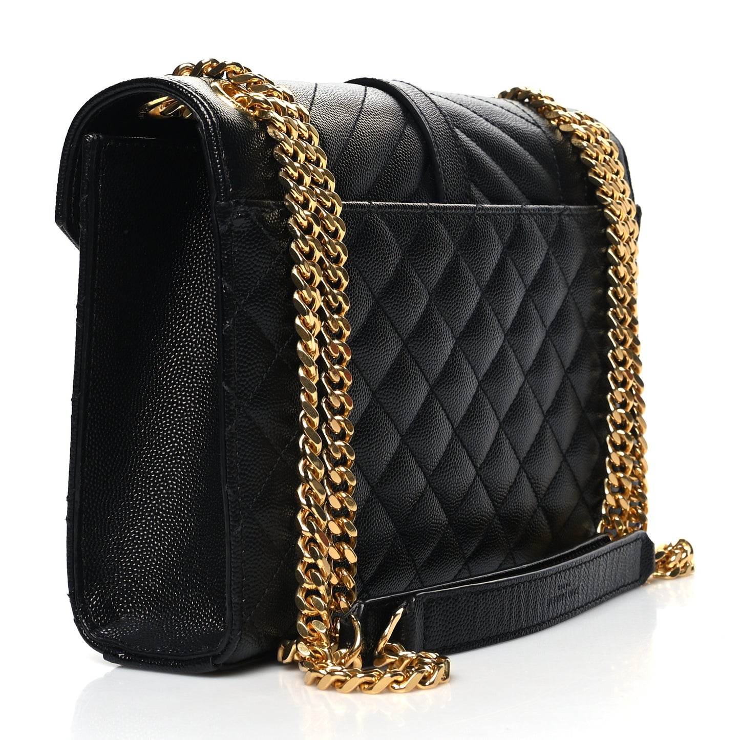 Grain De Poudre Textured Mixed Matelasse Triquilt Medium Monogram Satchel Black