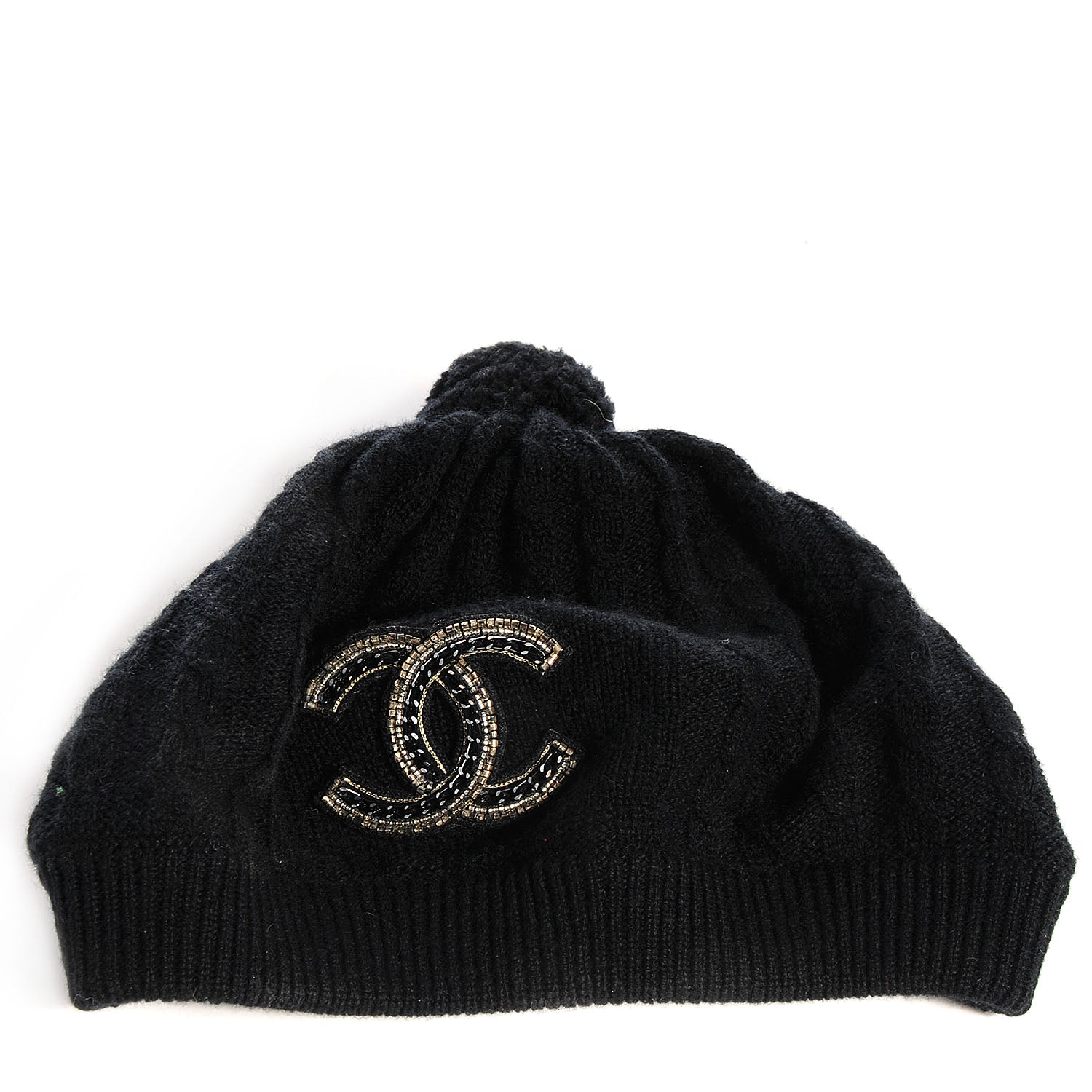 Chanel Cashmere Chain CC Beanie Black 1 of 7