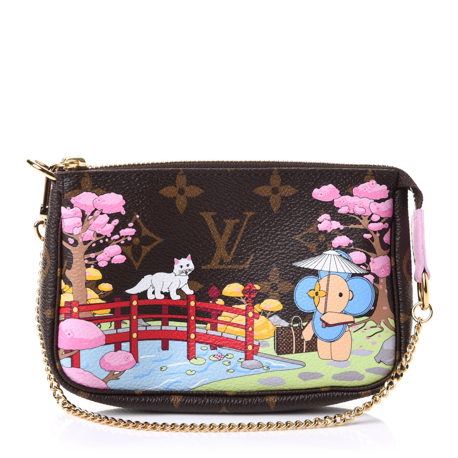 Louis Vuitton Monogram 2021 Christmas Animation Japanese Garden Mini Pochette Accessories Wisteria Pink 1 of 9