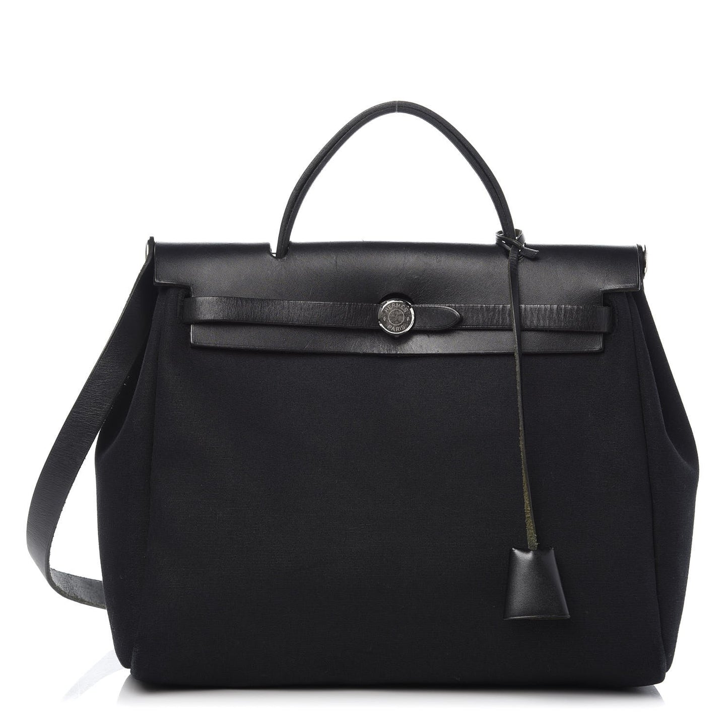 Toile Vache Calfskin Herbag 30 PM Black Natural