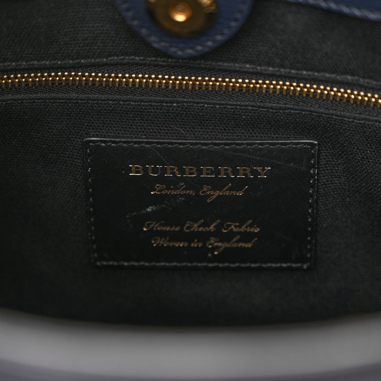 Burberry Derby Calfskin House Check Small Banner Tote Ink Blue 6 of 13