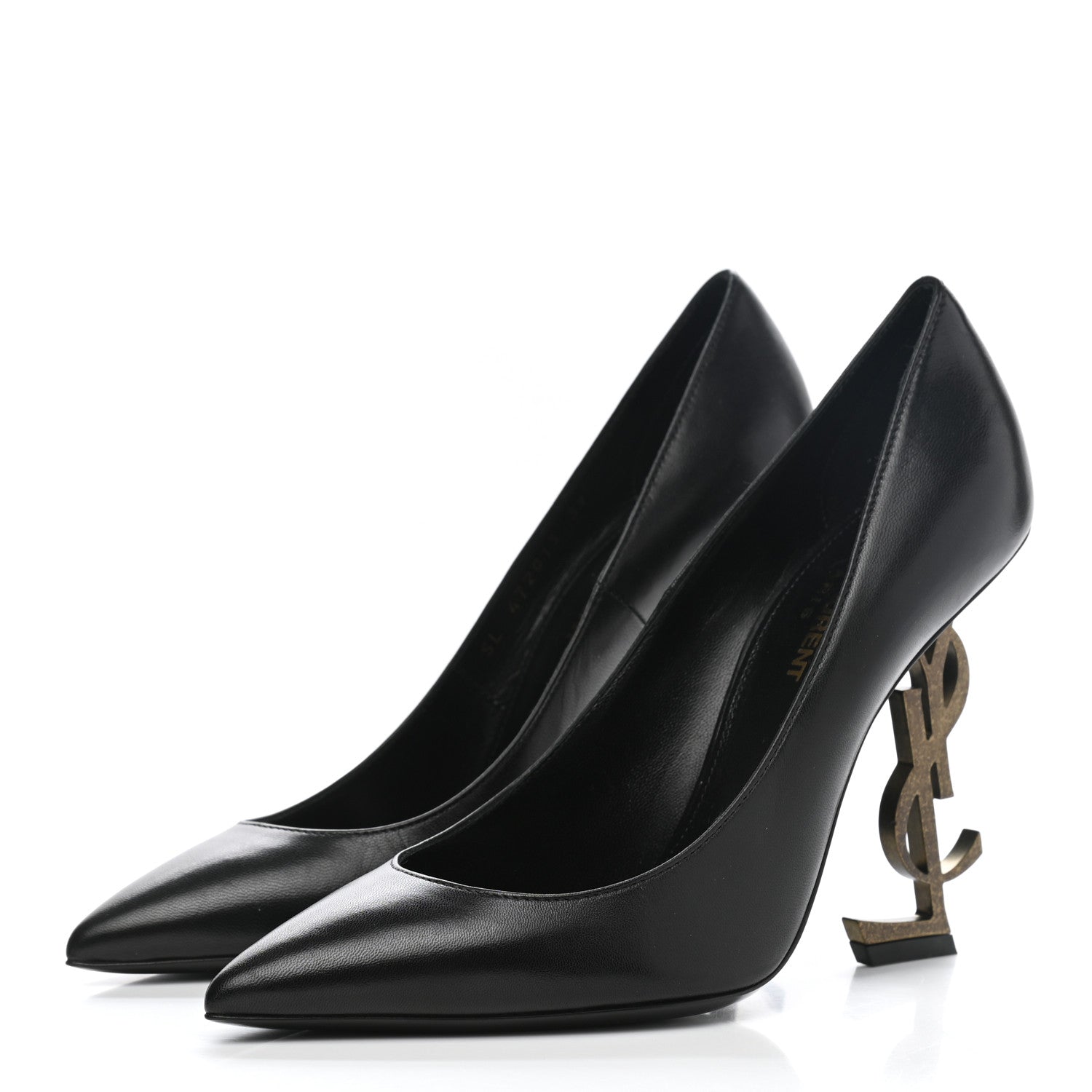 Saint Laurent Calfskin Opyum 110 Pumps 37 Black Gold 3 of 7