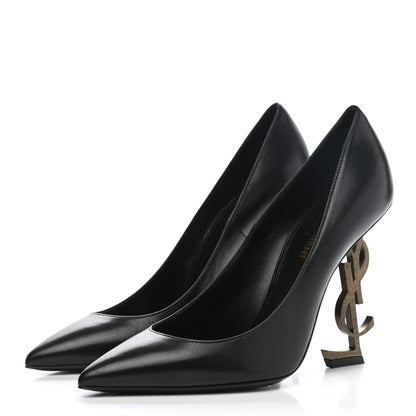 Saint Laurent Calfskin Opyum 110 Pumps 37 Black Gold 3 of 7