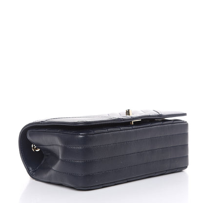 Chanel Calfskin Chevron Quilted Mini Statement Flap Navy Blue 4 of 10