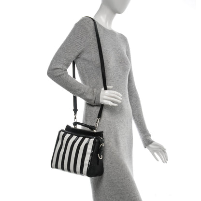 3.1 Phillip Lim 3.1 Calfskin Medium Striped Ryder Satchel Black White 2 of 8