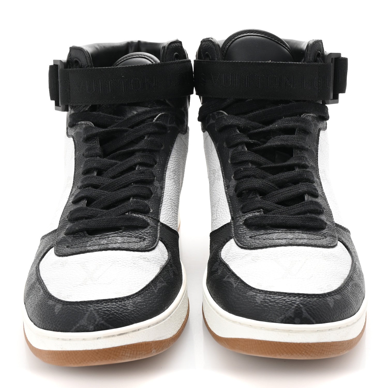Louis Vuitton Calfskin Monogram Mens Rivoli High Top Sneakers 8 Black 3 of 10