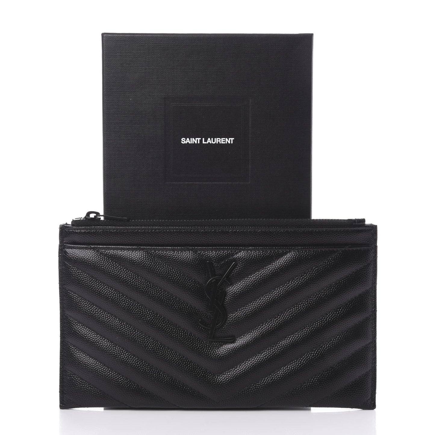 Grain De Poudre Chevron Monogram Bill Pouch Black
