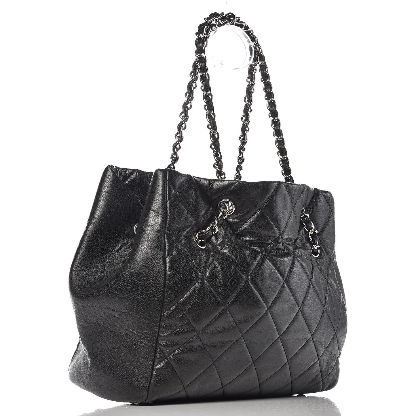 Soft Caviar Quilted Large Cells Tote Black