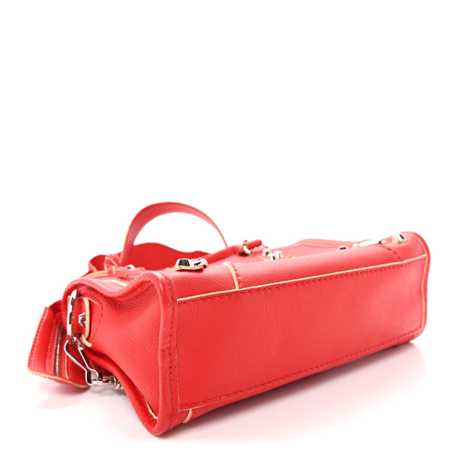 Balenciaga Supple Grained Calfskin Classic Silver Hardware Highlight Mini City Rouge Fraise 5 of 13