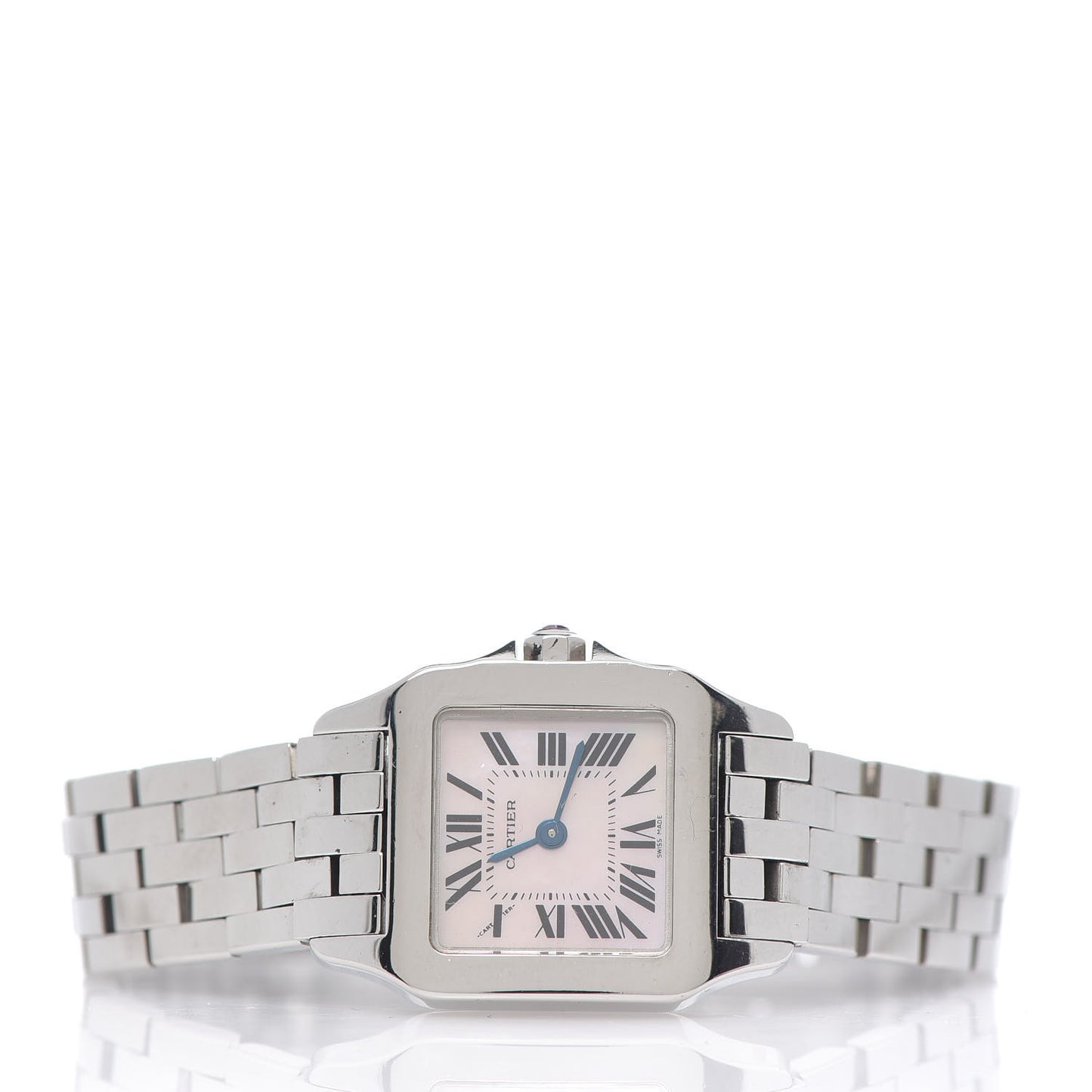Stainless Steel Pink Mother of Pearl 20mm Santos Demoiselle Quartz Watch