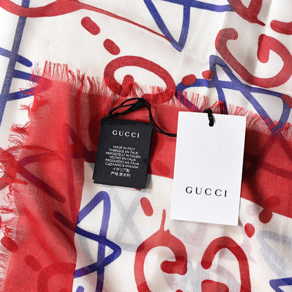 Gucci Modal Silk GucciGhost Print Square Scarf White 3 of 4