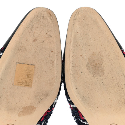 Chanel Tweed Grosgrain Cap Toe CC Slingback Flats 36 Navy Red White 9 of 10