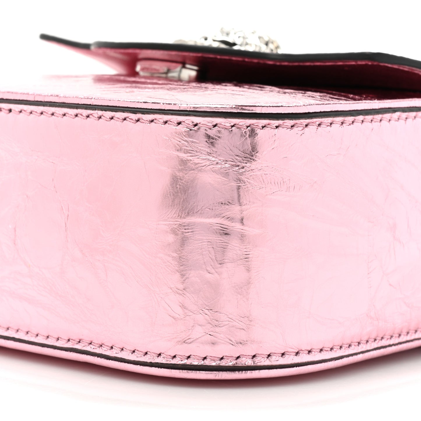Metallic Crackled Lambskin Mini La Medusa Bag Pink