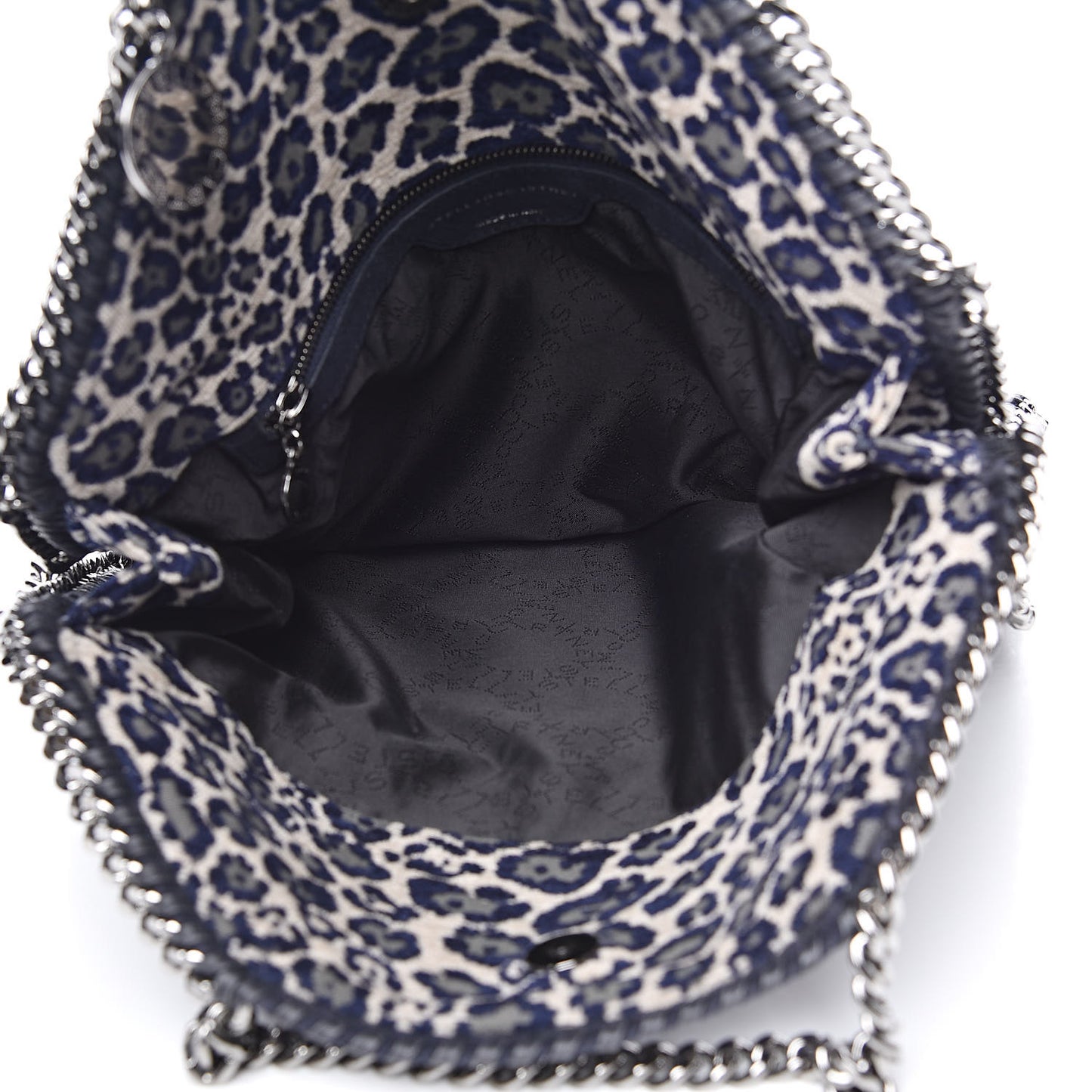 Cotton Canvas Leopard Small Falabella Fold Over Tote Grey