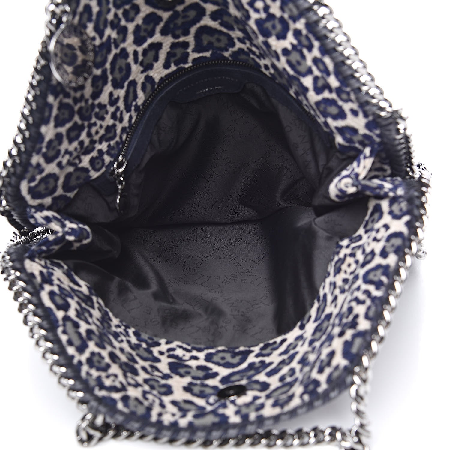 Stella McCartney Cotton Canvas Leopard Small Falabella Fold Over Tote Grey 5 of 9