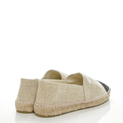 Chanel Toile Sequin CC Espadrilles 40 Beige Black 4 of 6