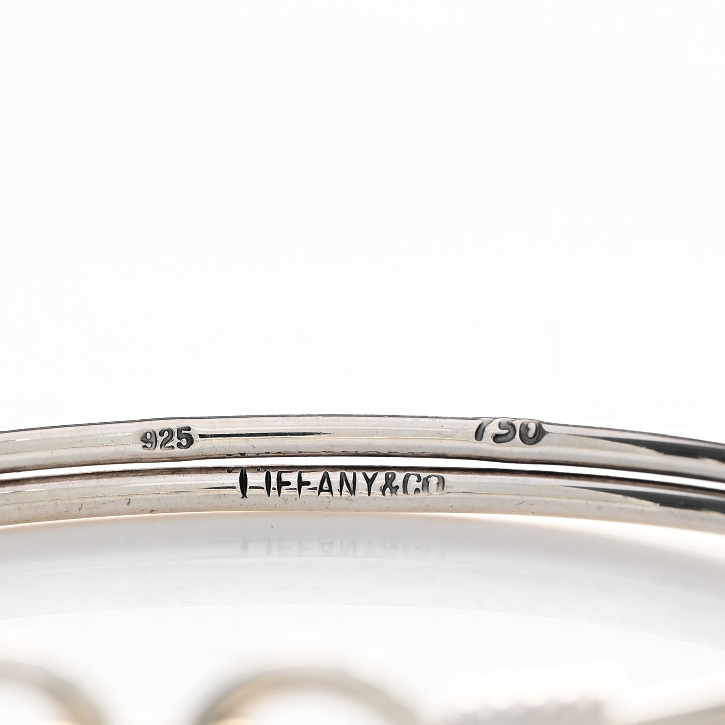 Sterling Silver 18K Yellow Gold Double Hook Eye Bangle Bracelet