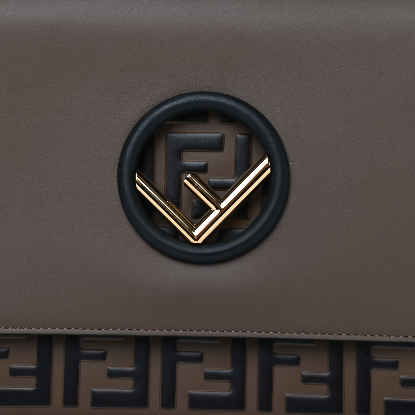Vitello Century F is Fendi Bi-Color FF 1974 Embossed Kan I Shoulder Bag Maya Black