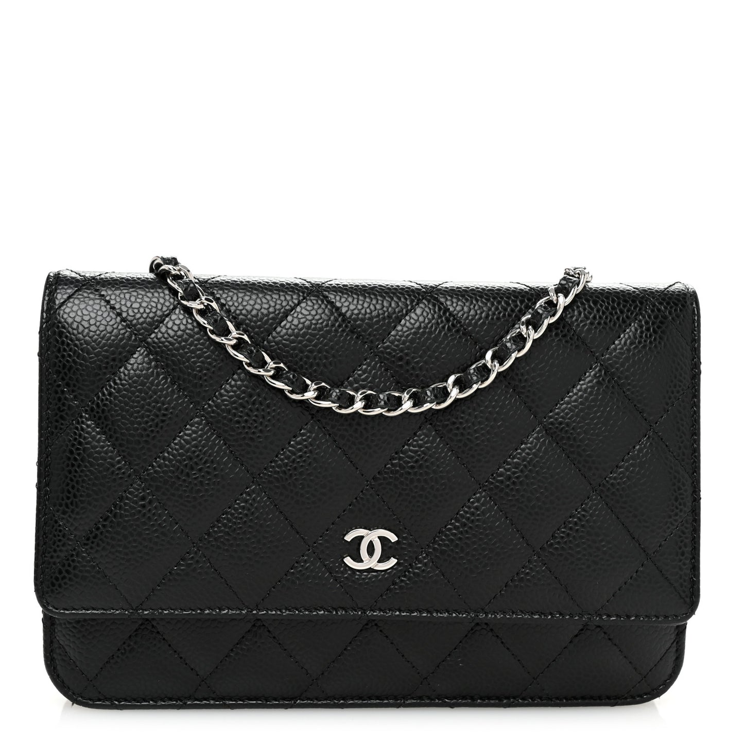 Caviar Quilted Wallet on Chain WOC Black